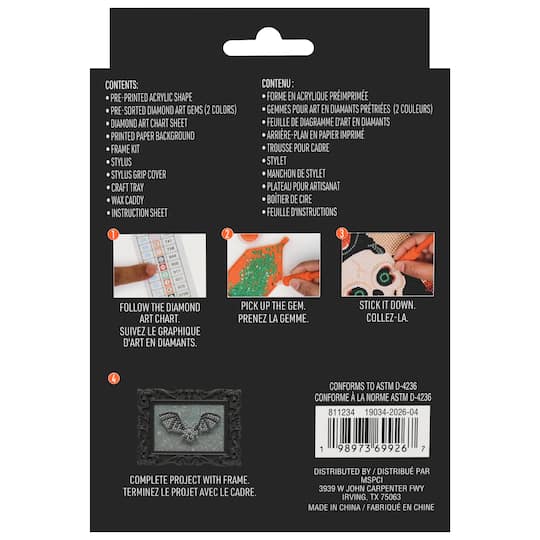 2" x 3" Bat Acrylic Surface Diamond Art Kit with Frame by Make Market®